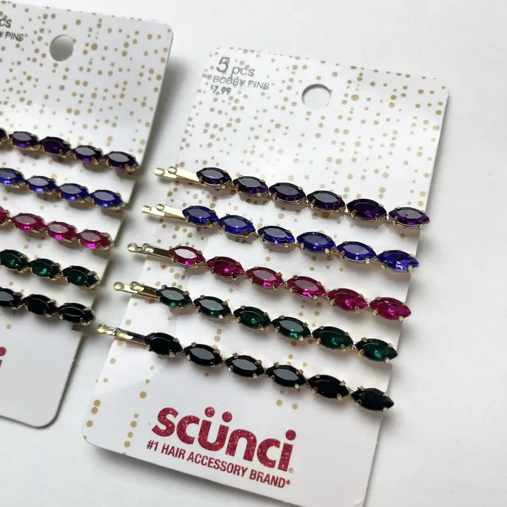 15-piece Scunci Goldtone Cute Multicolor‎ Rhinestone Bobby Metal Hair Pins